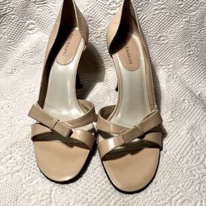 Womens Enzo Angiolini leather Peep-Toe Pumps, blush/taupe